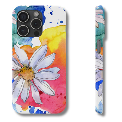 Daisy Flower Watercolor Phone Case For iPhone, Samsung Galaxy