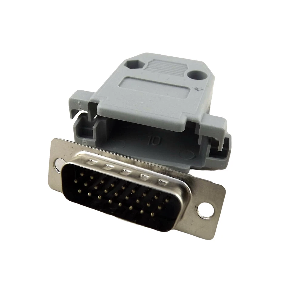 DB26 Male Plug 26 Pin 3 Rows D-Sub Connector Plastic Hood Cover Backshell Gray - Image 2 of 4