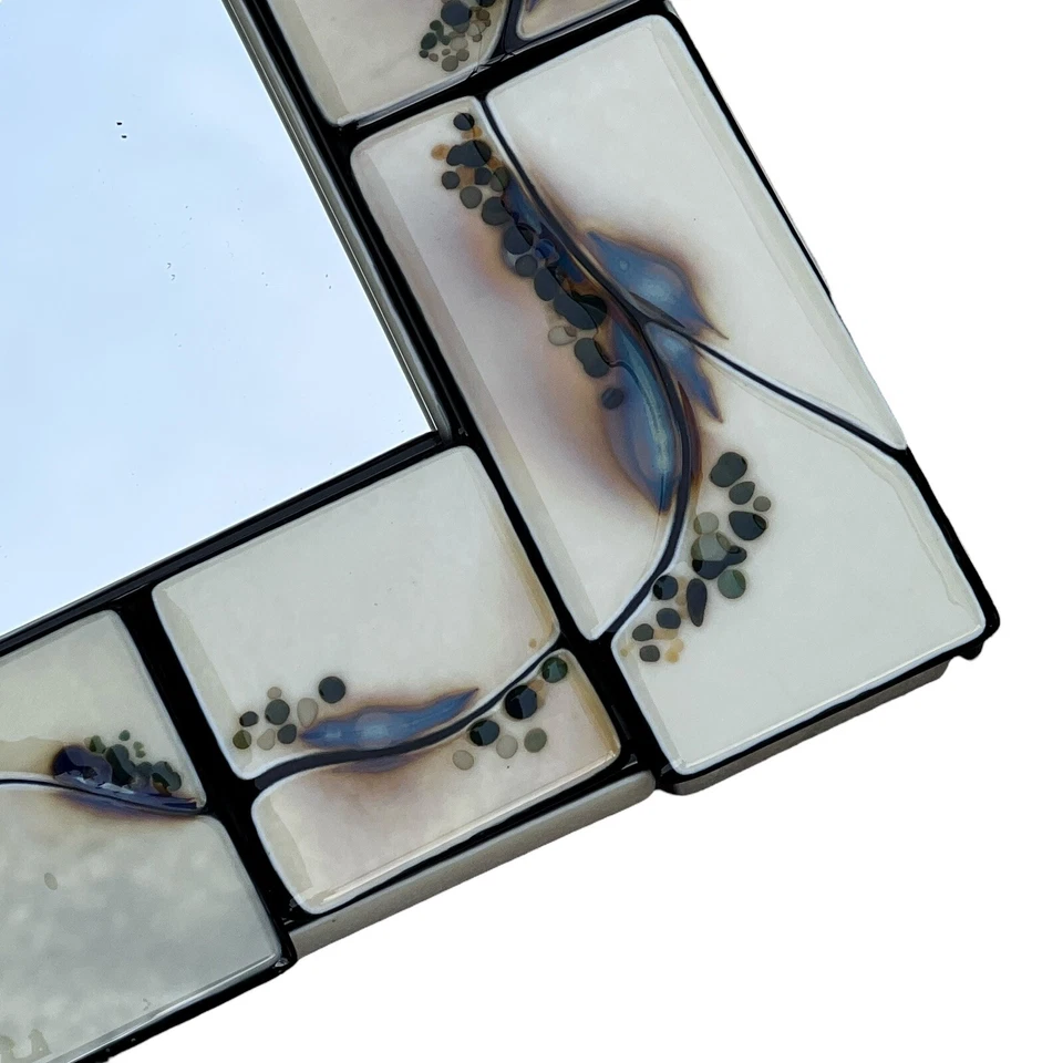 Espejo de acento de arte de pared de mosaico hecho a mano 16,5"x20,5" pesado FIRMADO Foto 2 de 4
