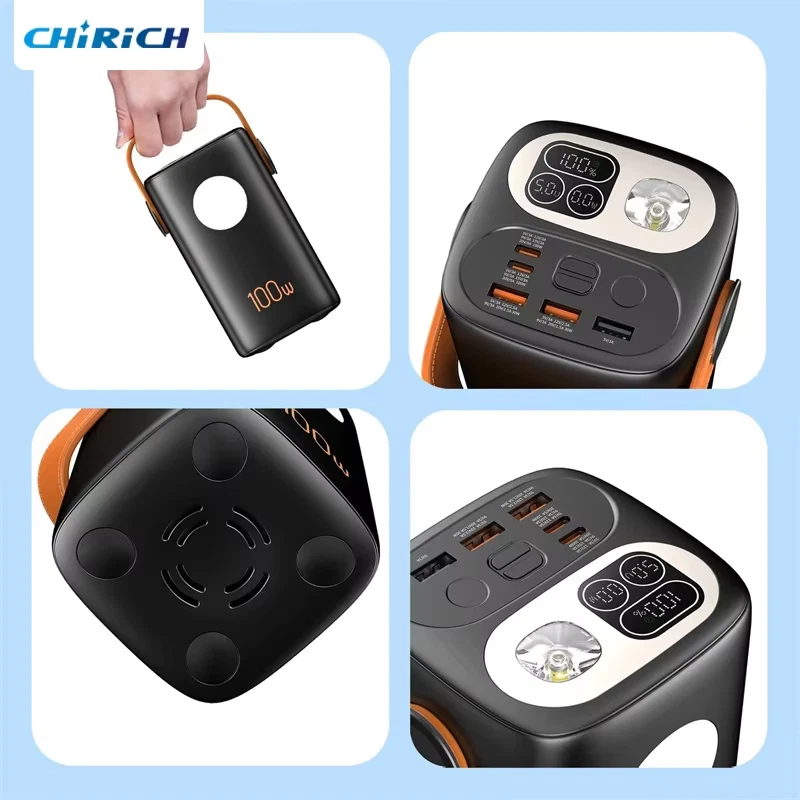 Power Bank Charger Battery PD100W Fast  Laptop Phone Backup Flashlight  5 ports