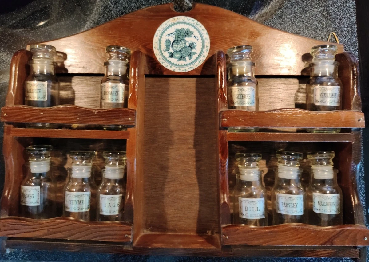 Glass jar spice rack deals