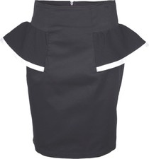 Küstenluder BURLESQUE Ruffle Rüschen PENCIL SKIRT Rock BLK Weiß Rockabilly