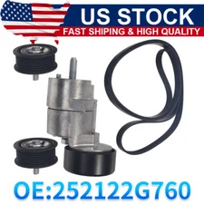 Engine Belt Tensioner & Idler Pulley V-Ribbed Belt kit For Hyundai Kia 2.0 2.4L