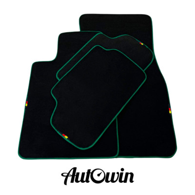 AutoWin Black Car Mats for BMW 1 Series F21 3door Hatchback 2012-2019 Green Trim