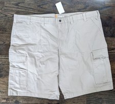 Mens Carhartt Rugged Flex Relaxed Fit Beige Khaki Shorts Sz 52x11" inseam