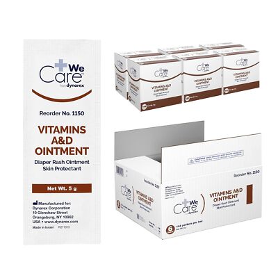 Dynarex A&D Vitamin Ointment, Case of 6 Boxes, 144 5g Packets/Box, (864 Total)