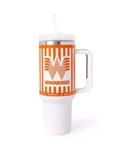 Whataburger 40oz White Tumbler with Lid & Straw Handle Limited Edition 2024 Cup