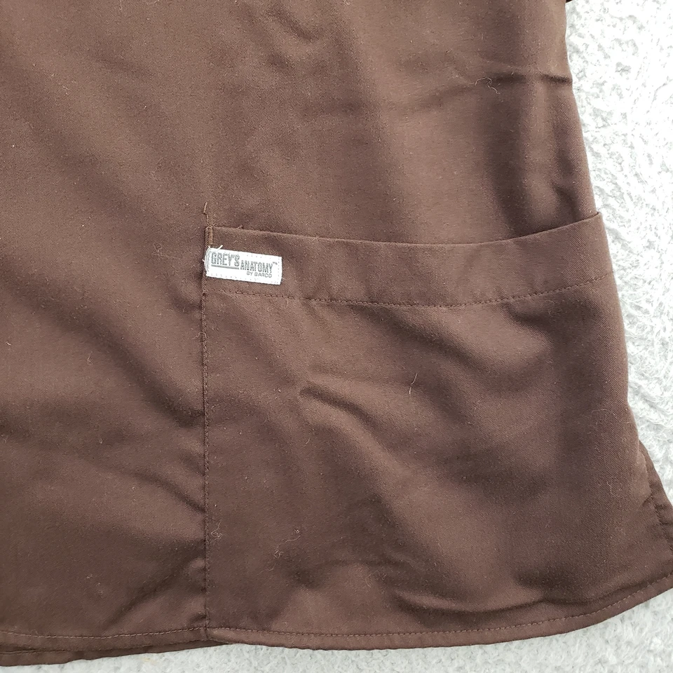 Blusa Médica Greys Anatomy para Mujer Grande Marrón Médica Cuello en V Bolsillos Ajustables Foto 2 de 4