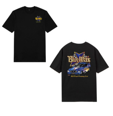 Blue MAX Mustang AA/FC (151) MENS Black T-SHIRT 100% COTTON. DRAG RACE NHRA
