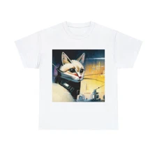 Cat T Shirt Abstract Cool Art Tee Futuristic Sleek Cyber Techno City Feline Cool