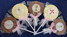 1ST HOLY COMMUNION GIRLS BELGIAN CHOCOLATE LOLLIPOPS/SWEETS PARTY BAG FILLERS