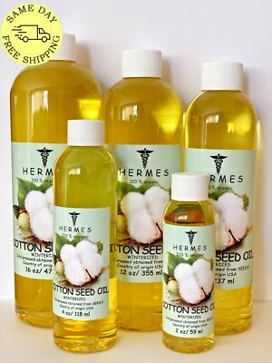 COTTON SEED OIL by HERMES WINTERIZED ORGANIC COLD PRESSED 2 oz - 16 oz