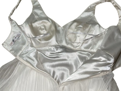 Sue Wong Nocturne Dress 2 Formal Gown Silk Embroidered Lace White/Ivory Tulle - Picture 9 of 10