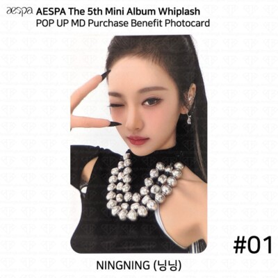 aespa popup whiplash 5万購入特典 チェキ  カリナ　2枚 Aespa 5th Mini Album Whiplash POP UP MD Benefit Photocard KARINA