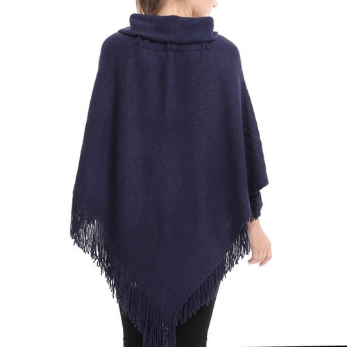 Damen Pullover Cape Pulli Schal asymmetrisch Quaste Strickschal Poncho Halstuch Tops - Bild 3 von 19