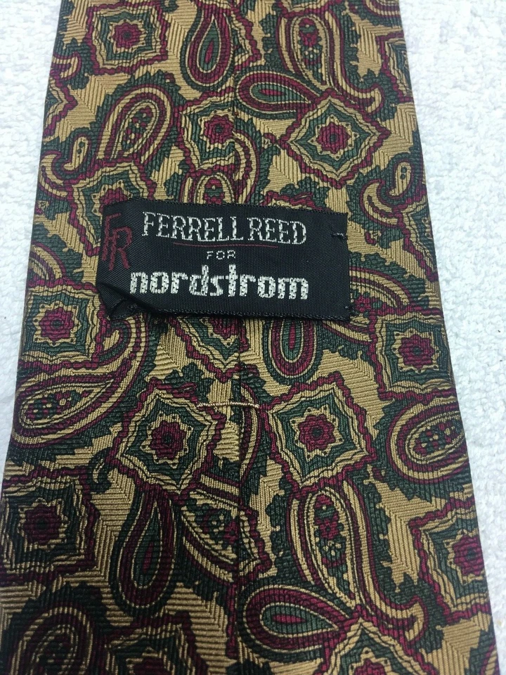 FERRELL REED CORBATA HOMBRE MARRÓN CON VERDE Y BORGOÑA 3,75 X 59 Foto 4 de 4