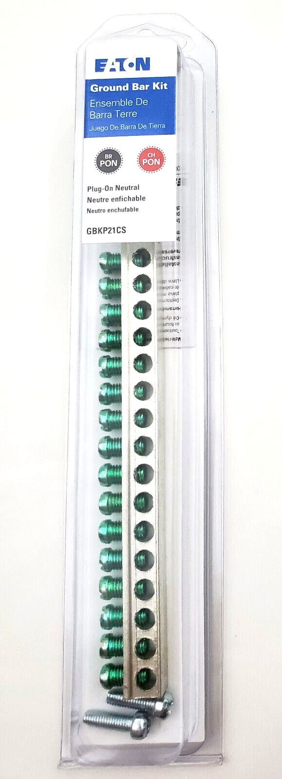 Eaton GBKP21CS 21 Terminal Ground Bar For Plug On Neutral Loadcenters