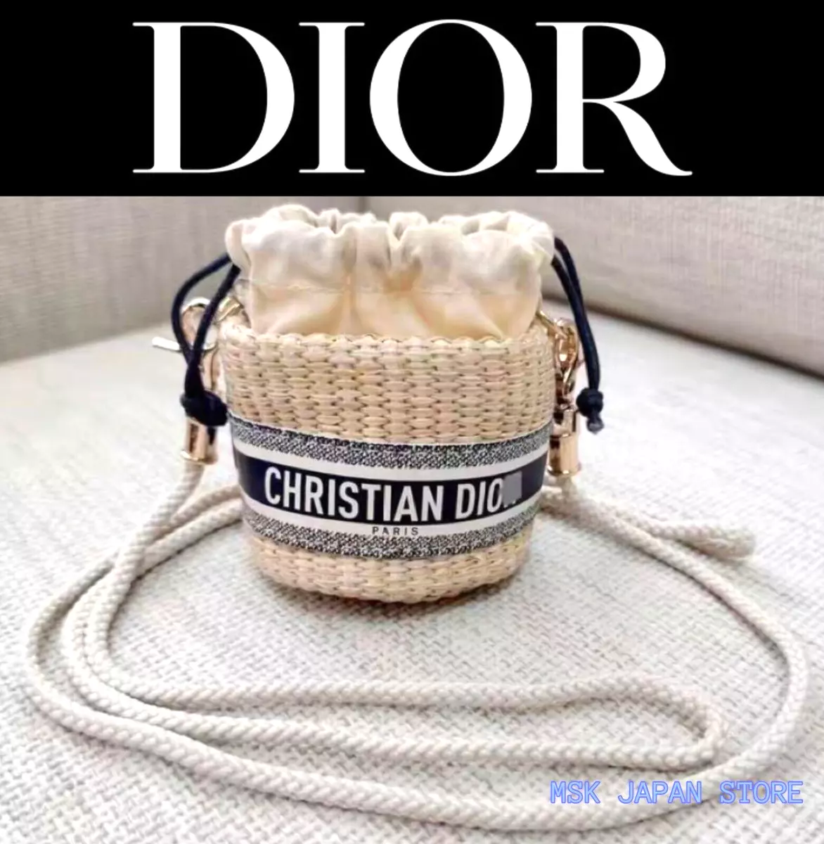 Christian Dior Straw pouch mini shoulder bag VIP limited Novelty New Rare  CD 9cm