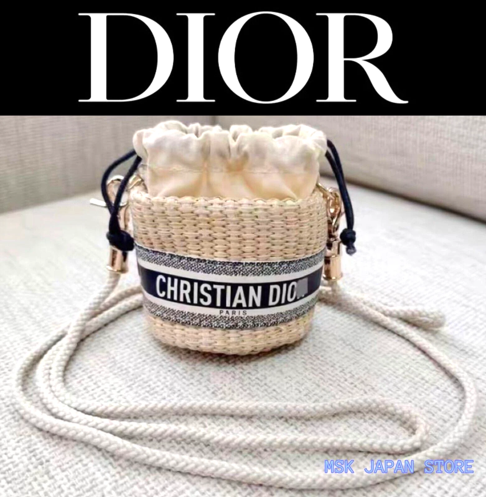 Sac cordon de dessin paille paille Christian Dior mini sac bandoulière nouveauté CD neuf