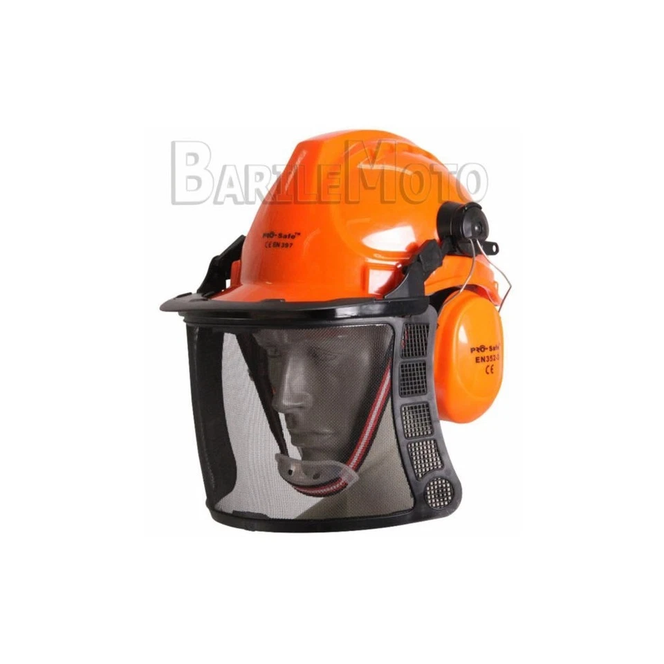 CASCO / ELMETTO PROTETTIVO OMOLOGATO + CUFFIE + VISIERA MOTOSEGA AGRICOLTURA