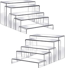 Fixwal 10Pcs 2 Set Acrylic Risers for Display Clear Perfume Organizer Stands Acr