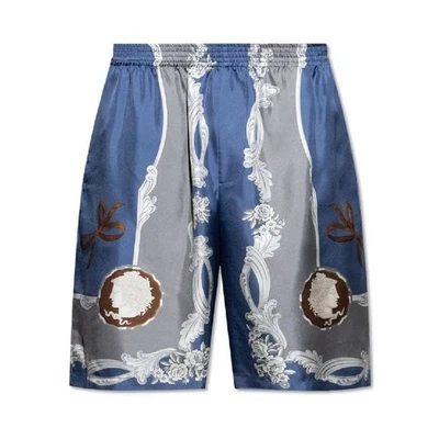 Versace Cameo Print Elasticated Waistband Silk Shorts - Image 1 of 3