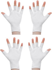 4 Pairs Eczema Gloves, Fingerless Cotton Gloves for Dry Hands, Glove
