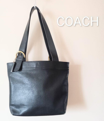 OLD COACHレザー トートバッグ ショルダーバッグ 4140通勤通学 OLD COACH Vintage Shoulder Tote Bag Leather 4140 Black Used From