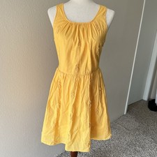 J. Crew Yellow Pinapple Appliqué Cotton Fit & Flare Dress Women’s Size 4