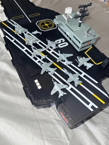 GI Joe U.S.S. Saratoga Aircraft Carrier W/ 9 Planes & Dolphin Fully Functional