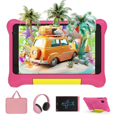 7'' Kids Learning Tablet Bundle - Headphones, Stylus Bag,5GB RAM 32GB ROM-Pink