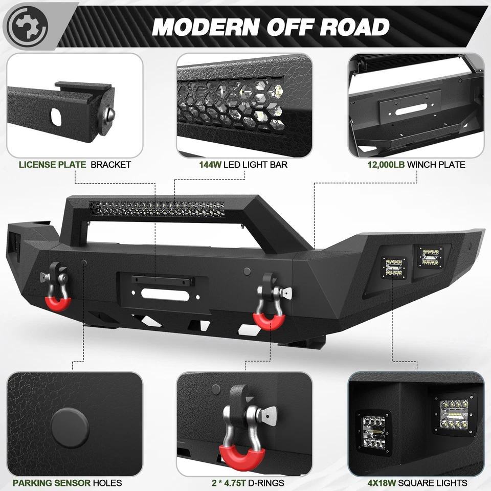 Front Complete Bumper w/Lights For Toyota Tundra 2007-2013 & Sequoia 2011-2016  - Image 2 of 4