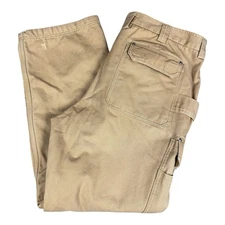 Duluth Trading Fleece Lined Cargo Pants 48x34 Khaki Thick Canvas Workwear