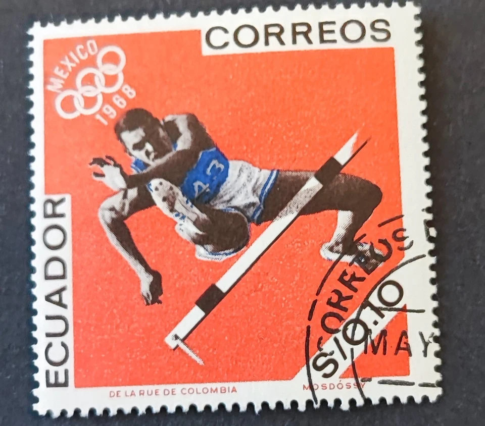 TIMBRE EQUATEUR CELLO ECUADOR 1968 JO JEUX OLYMPIQUES MEXICO DE LA RUE DE COLOMB - Photo 1/1