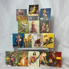 Vtg Gil Elvgren Pin-Up Risque Girlie Ink Blotter Cards Brown & Bigelow