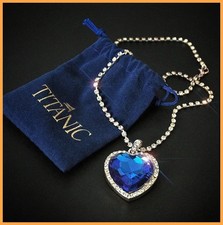 Blue Titanic Heart of the Ocean Crystal Pendant Necklace Rhinestone Jewelry