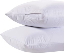 Set of 2 Zipper Queen Pillow Cases - 20x30 Cotton Blend, Machine Washable White