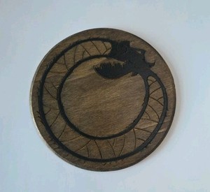Norse Ouroboros Wood Altar Plate Laser Engraved Midgard Serpent