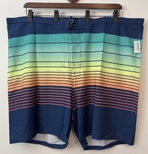 Old Navy California Mens Sz-52 Blue Striped Elastic-Waist Swim Trunks NWT A4416