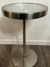 RARE David Quan Umbra Mid-Century Modern Brushed Stainless CLOCK /Cocktail TABLE