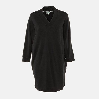Kenzo Pulloverkleid schwarz Logo Print Baumwolle L