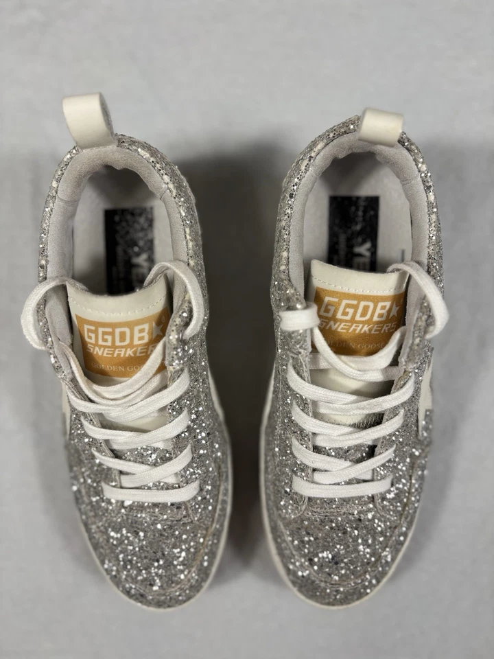 Golden Goose Women's Yeah Glitter Sneakers in Silver and White Size 37 EU (7 US) - Image 3 of 4