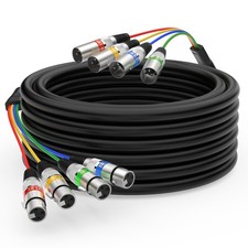 EBXYA 50Ft 4 Channel XLR Snake Cable - 4 Colored 4-Channel 50 Feet, Black