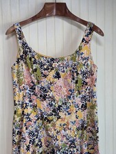 Nine West Dress Womens Medium Yellow Floral Fit & Flare Sleeveless Sundress