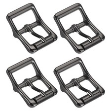4Pcs 0.87" Single Prong Belt Buckle Square Center Bar Buckles for Belt, Black