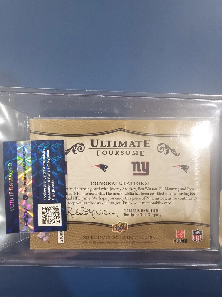 Tom Brady Eli Manning 2008 juego parches usados 21/25. Ultimate Foursome Wow! 🐐 Foto 4 de 4