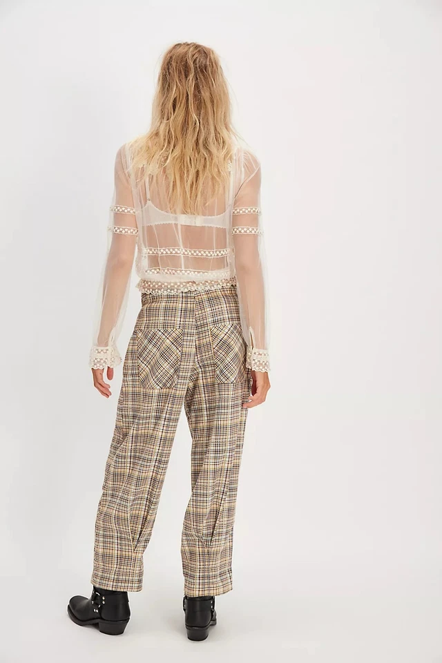 Pantalones Pull-On Free People Nice Choice - Combo Marfil - Cuadros Grandes Nuevos con Etiquetas $98 Foto 4 de 4