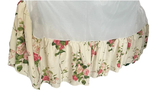 WAVERLY Garden Room Pink Roses Twin/Individual Bed Skirt 39x 76 Cottage Chic