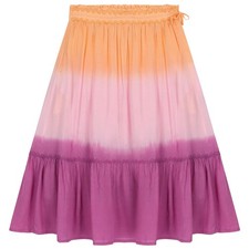 Scotch Soda Girl's 14 Midi Tie-Dye Skirt Ricrac Trim Flowy Pull On Tiered