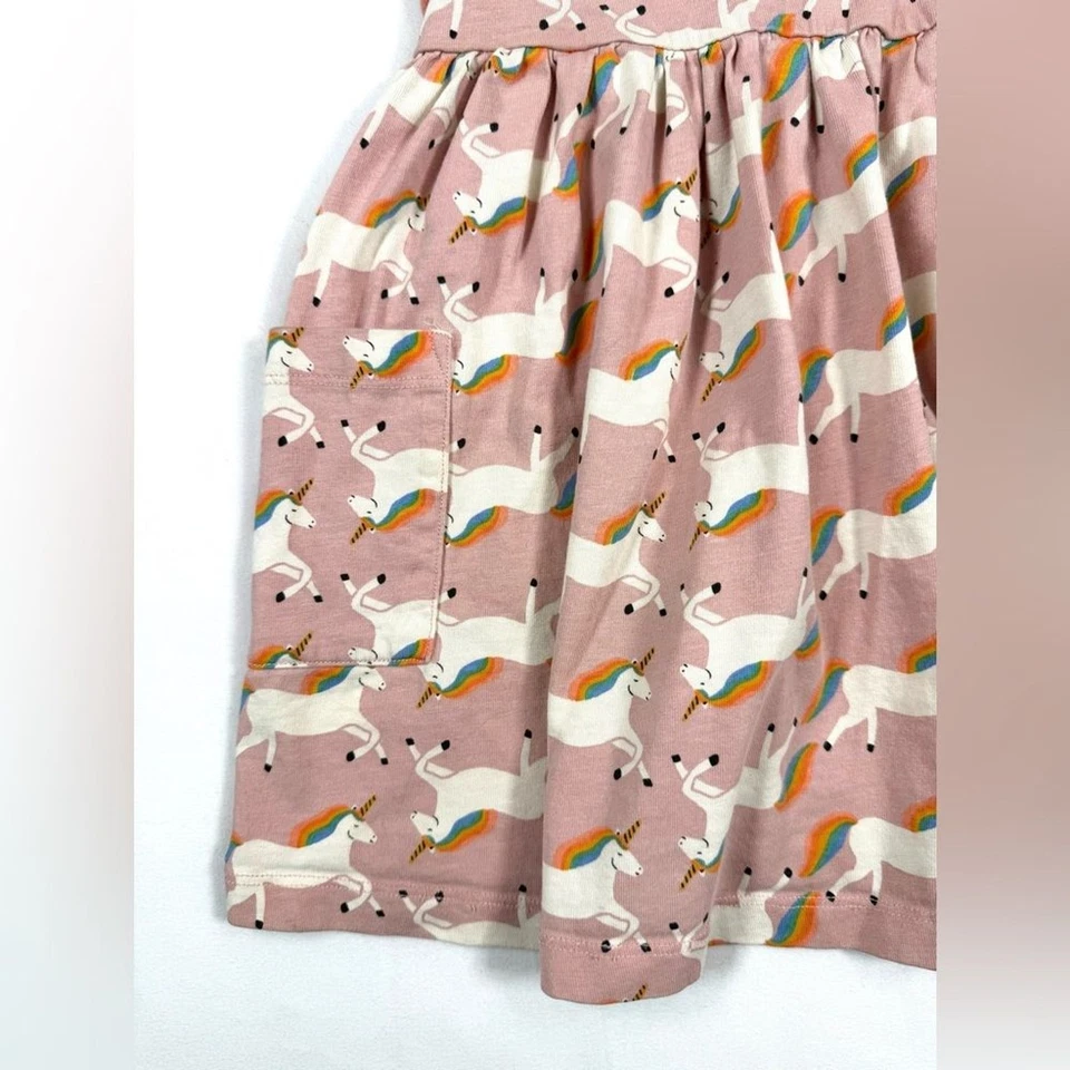 HANNA ANDERSSON Girls Unicorn on Pink Print Dress 4 Whimsical Rainbow Playwear - Image 4 of 4